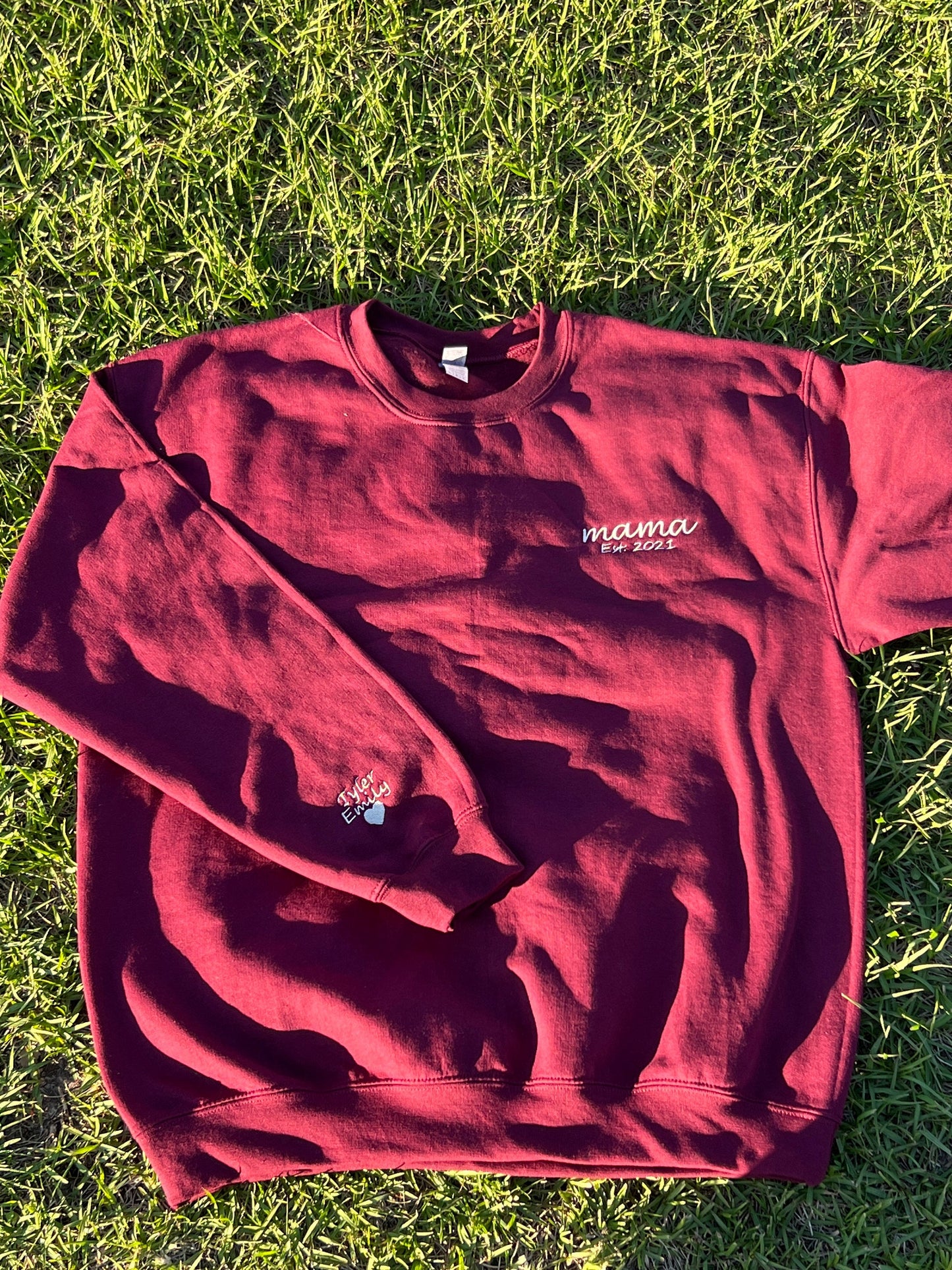 Personalized Embroidered EST Mom Sweatshirt