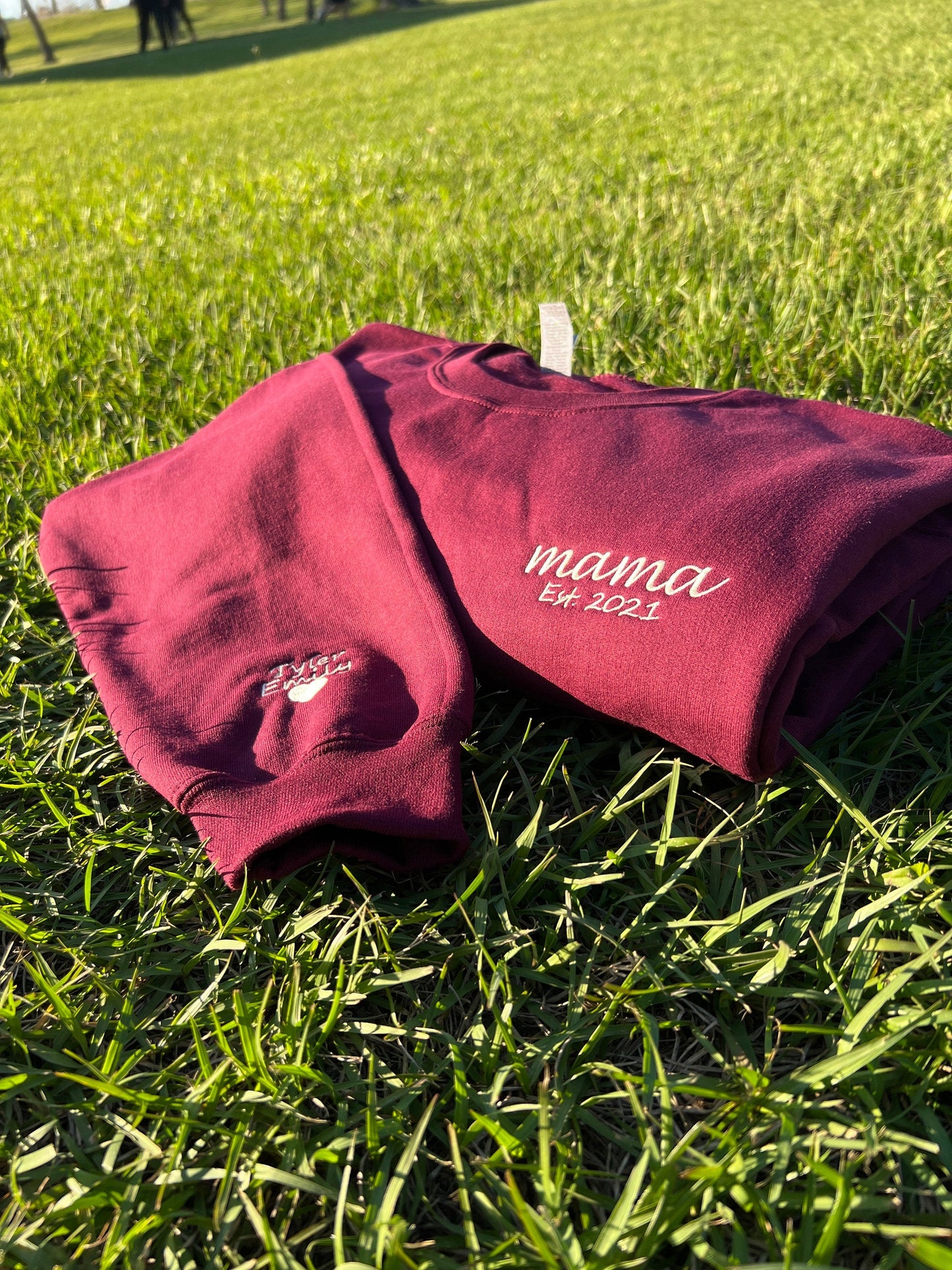Personalized Embroidered EST Mom Sweatshirt