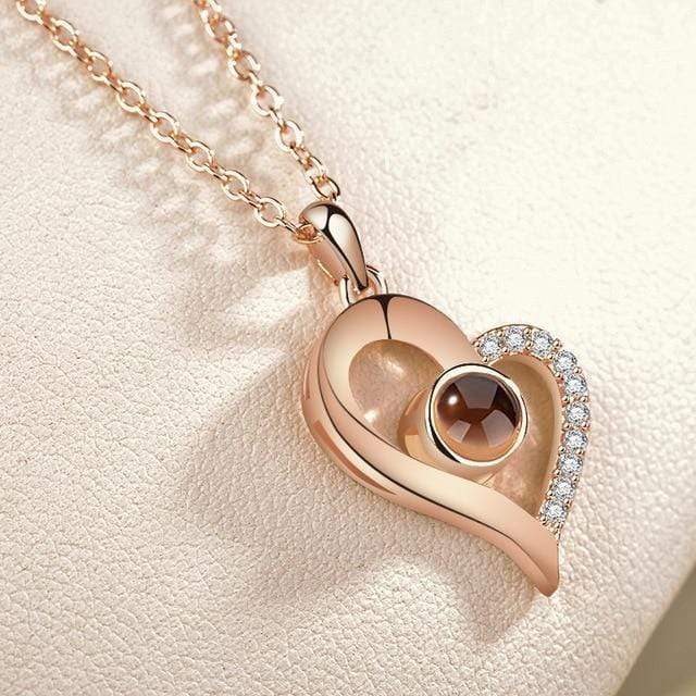 Love Projection Heart Necklace (I Love You In 100 Languages)