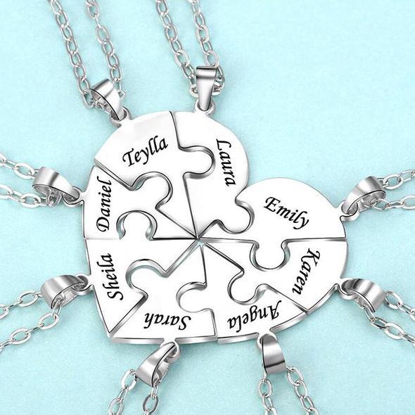 Personalized Heart Pendant Puzzle Necklace