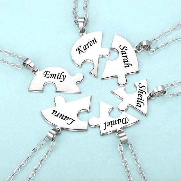 Personalized Heart Pendant Puzzle Necklace