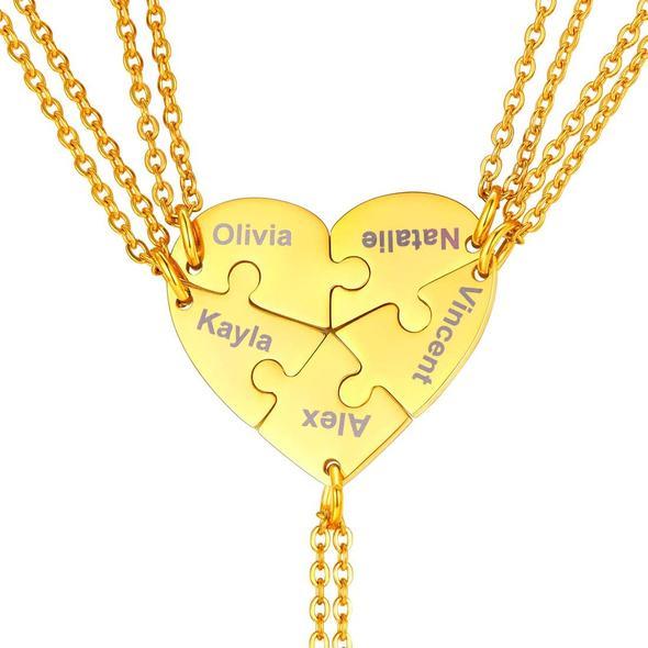 Personalized Heart Pendant Puzzle Necklace