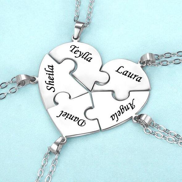 Personalized Heart Pendant Puzzle Necklace