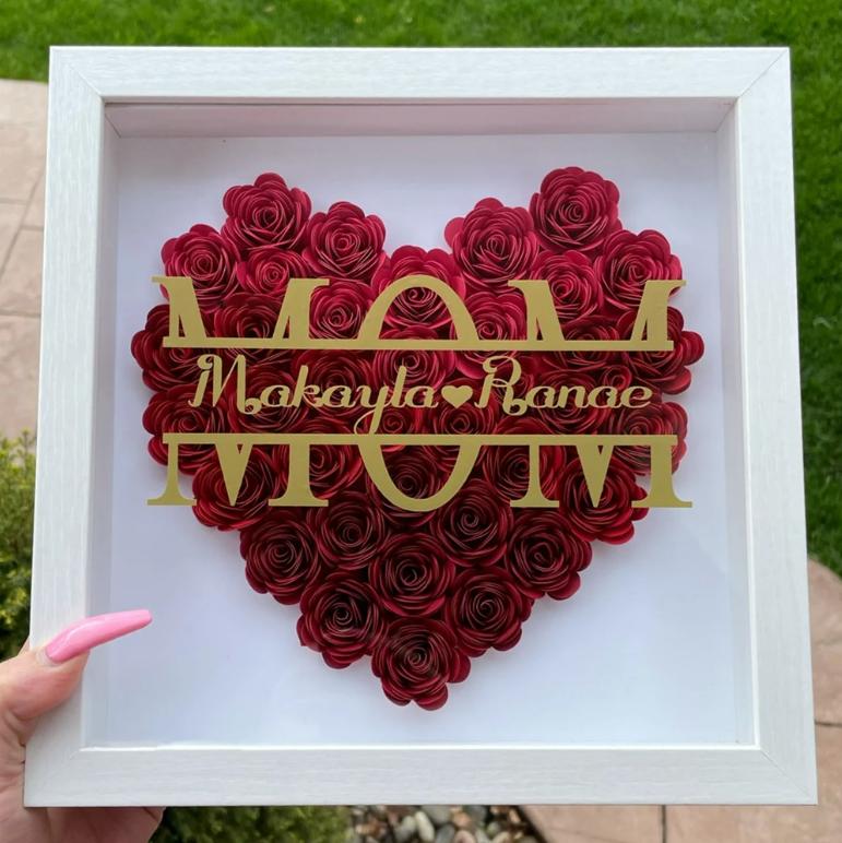 Heart Shaped Monogram Flower Shadow Box