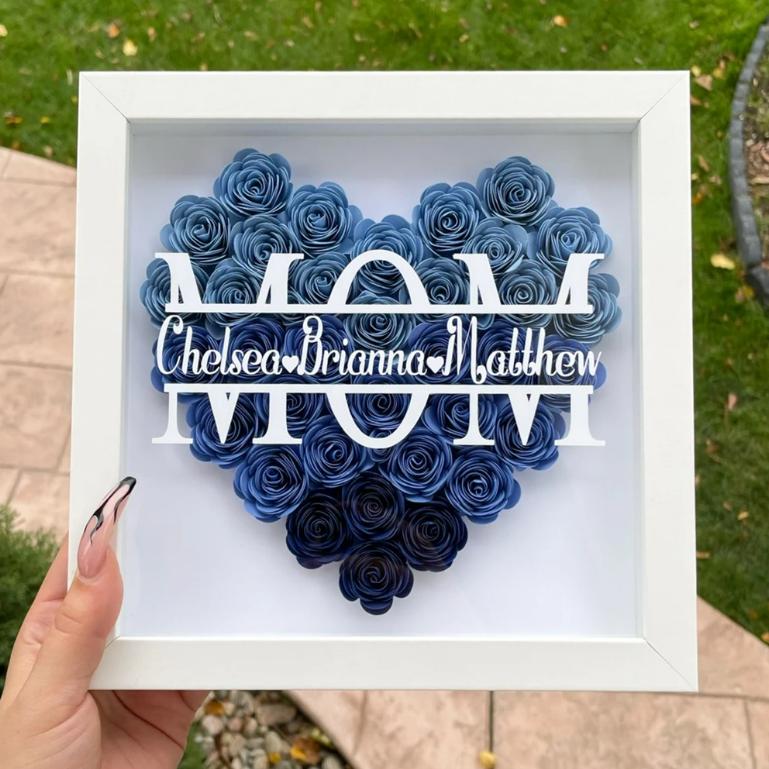 Heart Shaped Monogram Flower Shadow Box