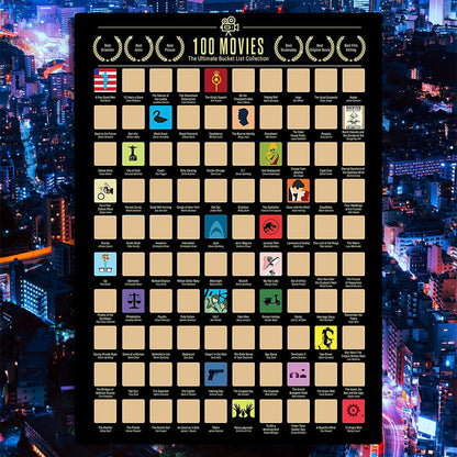 50% OFF⭐️Top 100 Movies Scratch Off Poster⭐️