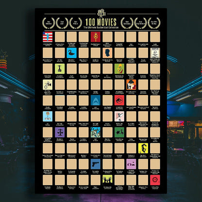 50% OFF⭐️Top 100 Movies Scratch Off Poster⭐️