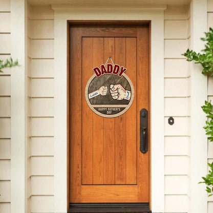 Father's Day-Personalized Fist Bump Wooden Wall Hanging Sign