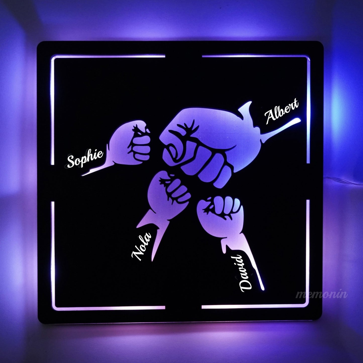 ✨Custom Fist Bump Dad and Kids Wooden Sign With LED Lights