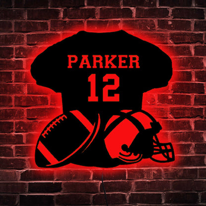 Custom Rugby Jersey Wooden Sign With LED Lights