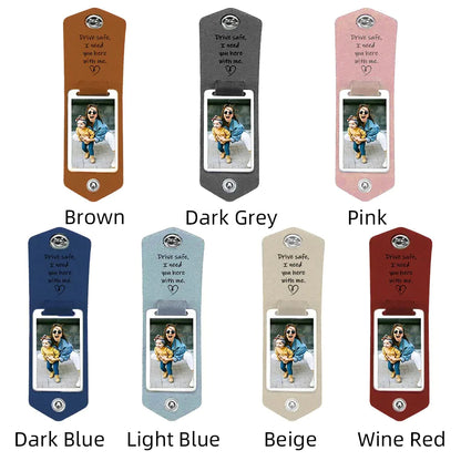 Personalized Photo Keyring In Leather Case