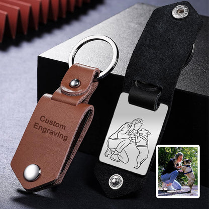 Personalized Photo Keyring In Leather Case