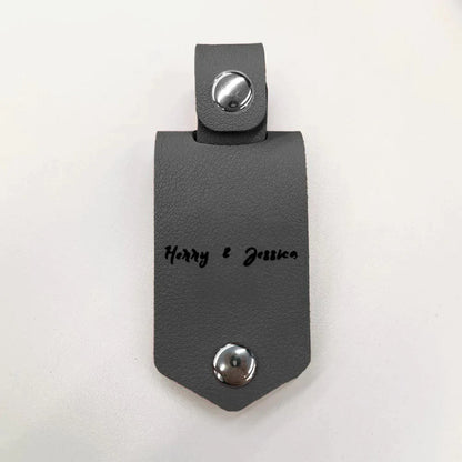 Personalized Photo Keyring In Leather Case