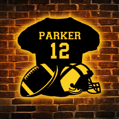 Custom Rugby Jersey Wooden Sign With LED Lights
