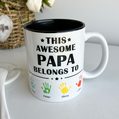 Personalized This Awesome Daddy Belongs to Mug