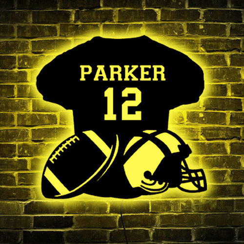Custom Rugby Jersey Wooden Sign With LED Lights