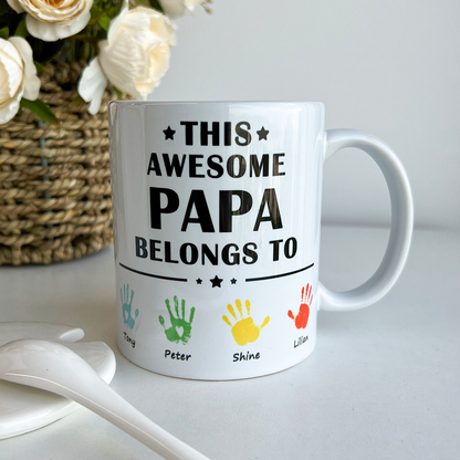Personalized This Awesome Daddy Belongs to Mug