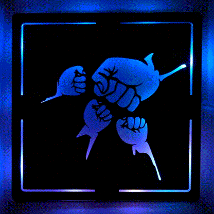Custom Fist Bump Dad and Kids Wooden Sign With LED Lights