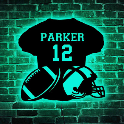 Custom Rugby Jersey Wooden Sign With LED Lights