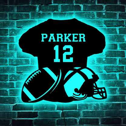 Custom Rugby Jersey Wooden Sign With LED Lights