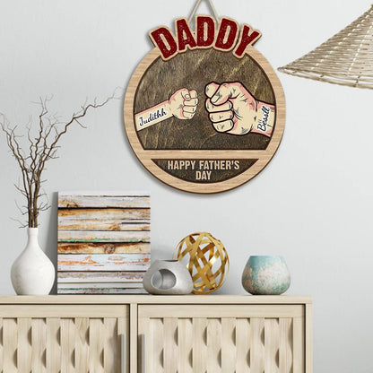Father's Day-Personalized Fist Bump Wooden Wall Hanging Sign