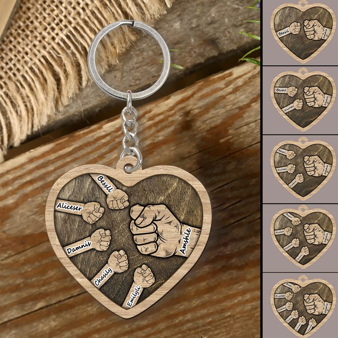 Father's Day-Personalized Fist Bump Keychain
