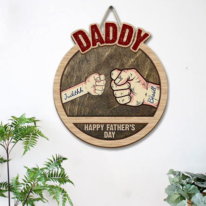 Father's Day-Personalized Fist Bump Wooden Wall Hanging Sign