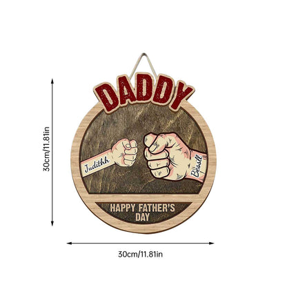 Father's Day-Personalized Fist Bump Wooden Wall Hanging Sign