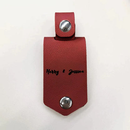 Personalized Photo Keyring In Leather Case