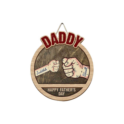Father's Day-Personalized Fist Bump Wooden Wall Hanging Sign