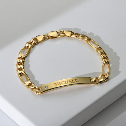 Amigo ID Bracelet for men in Sterling Silver with Diamond