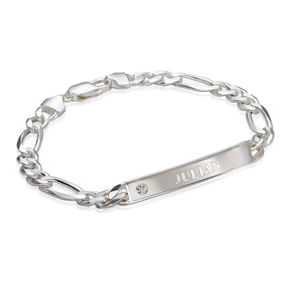 Amigo ID Bracelet for men in Sterling Silver with Diamond