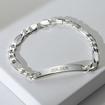 Amigo ID Bracelet for men in Sterling Silver with Diamond