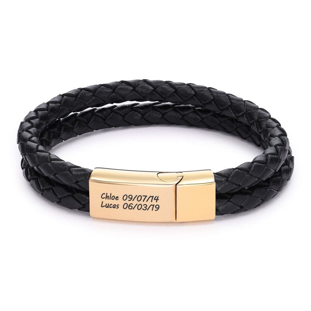 Black Leather Explorer Bracelet for Men