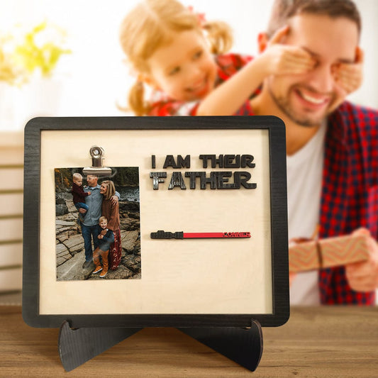 I Am Their Father Sign Wooden Plaque Personalized Light Saber Gift for Father