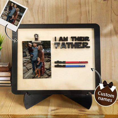 I Am Their Father Sign Wooden Plaque Personalized Light Saber Gift for Father