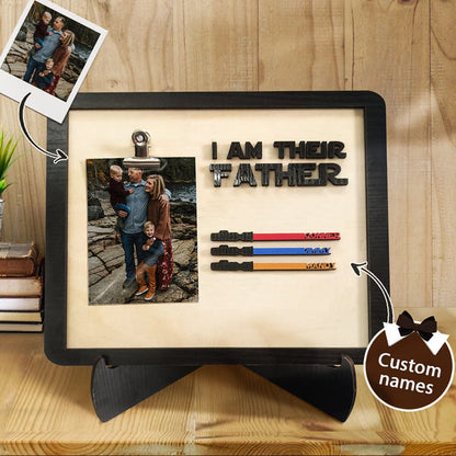 I Am Their Father Sign Wooden Plaque Personalized Light Saber Gift for Father