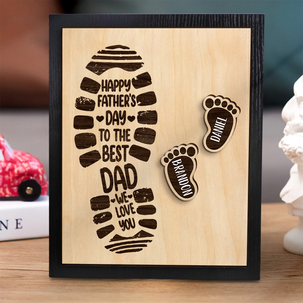 Personalized Footprints Wooden Frame Custom Family Member Names