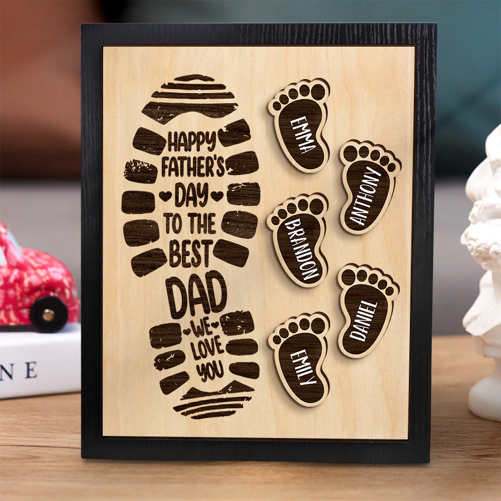 Personalized Footprints Wooden Frame Custom Family Member Names