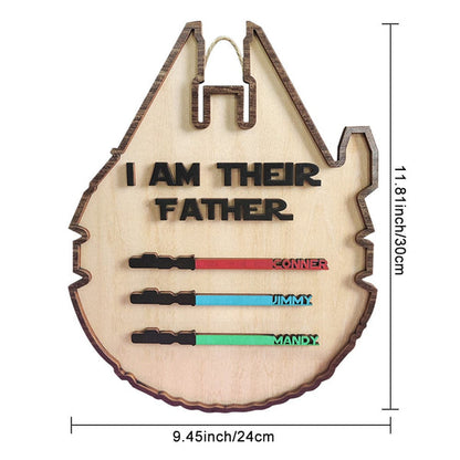 Personalized Light Saber Plaque I Am Their Father Wooden Sign