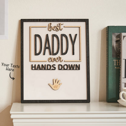 Custom Engraved Ornament Daddy Hands Down Handprint Sign Frame