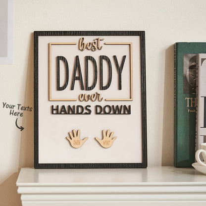 Custom Engraved Ornament Daddy Hands Down Handprint Sign Frame