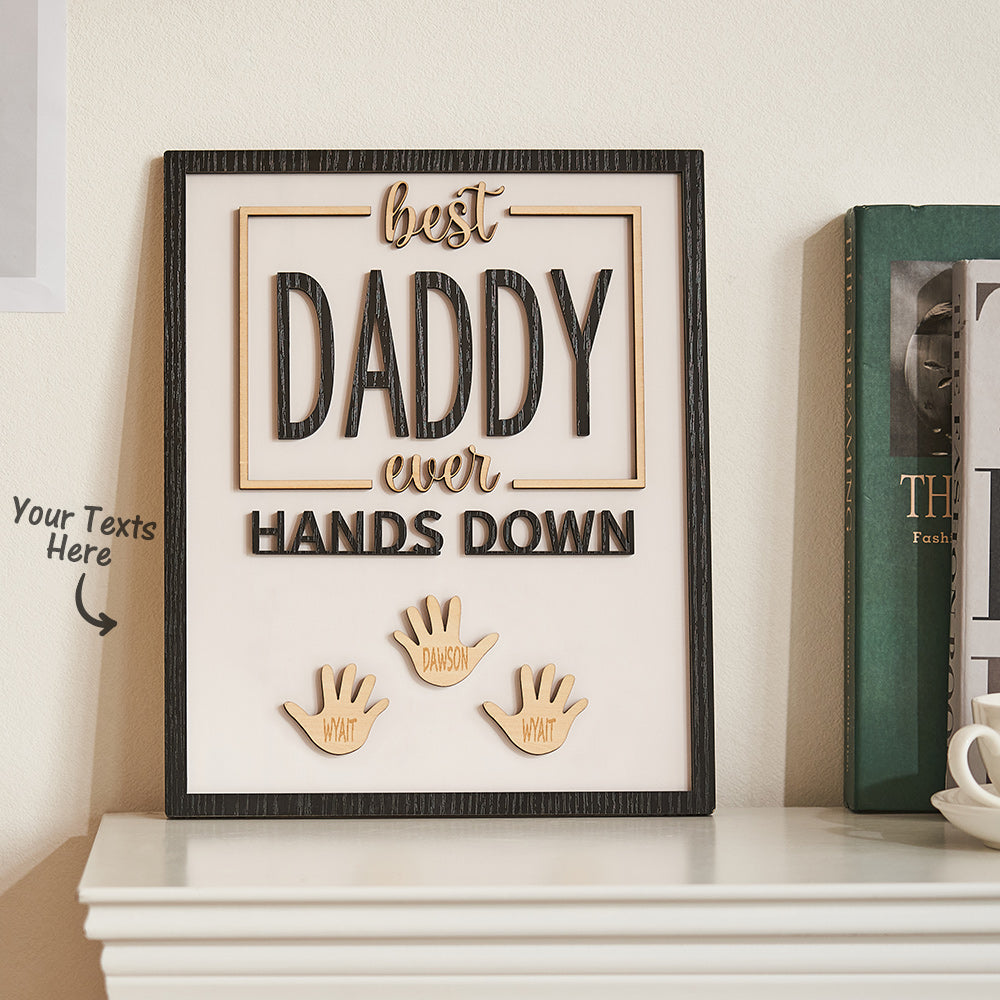 Custom Engraved Ornament Daddy Hands Down Handprint Sign Frame