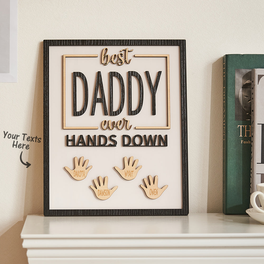 Custom Engraved Ornament Daddy Hands Down Handprint Sign Frame