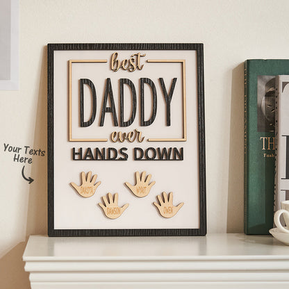 Custom Engraved Ornament Daddy Hands Down Handprint Sign Frame