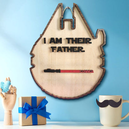 Personalized Light Saber Plaque I Am Their Father Wooden Sign