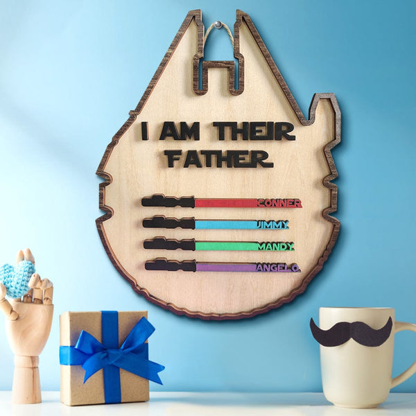 Personalized Light Saber Plaque I Am Their Father Wooden Sign
