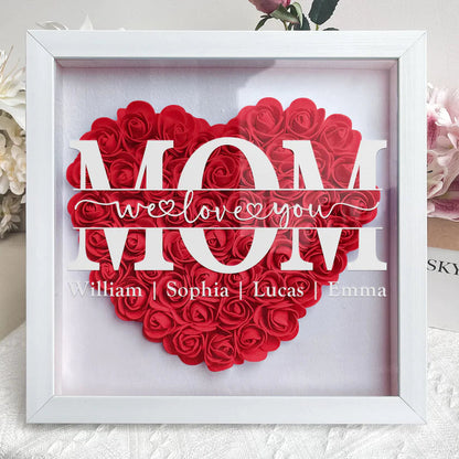 Mom We Love You - Heart Monogram Flower Shadow Box
