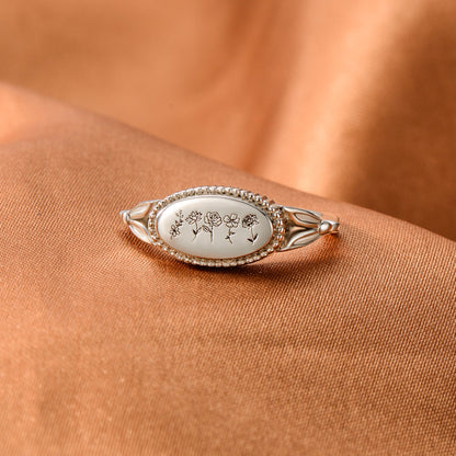 Family Birth Flower Month Ring Personalized Gift For Her