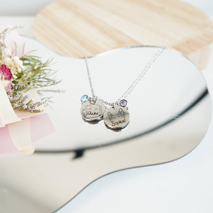 Custom Pet Photo Ears Outline Necklace